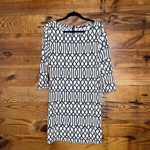 MT Collection black and white pattern tunic dress size Large